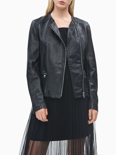 Calvin Klein Ruhák HU659064 | Calvin Klein Bőr Női Motoros Kabát Fekete
